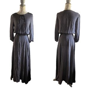 THE GREAT. Black and White Patterned Dress